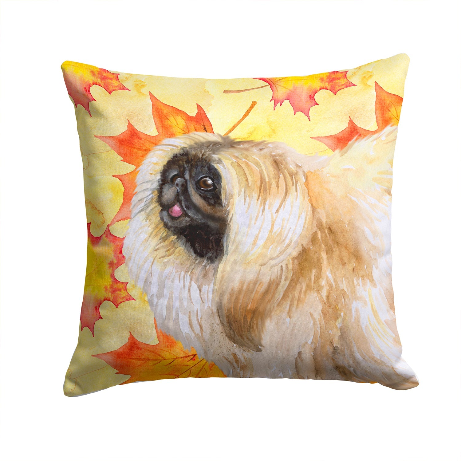 Pekingese Fall Decorative Throw Pillow 14x14 Indoor Outdoor Accent Cushion, Fabric Cover with Insert for Sofa, Bed, Porch & Living Room