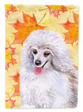 Medium White Poodle Fall House Flag 28x40 Porch Sleeve Pole Decorative Outside Yard Banner Artwork Wall Hanging, Polyester