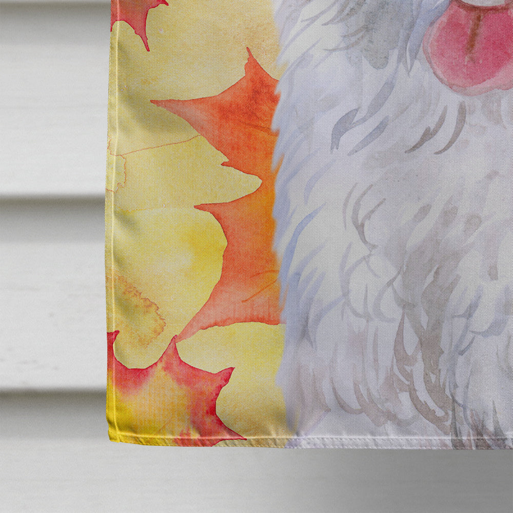 Medium White Poodle Fall House Flag 28x40 Porch Sleeve Pole Decorative Outside Yard Banner Artwork Wall Hanging, Polyester