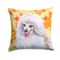 Medium White Poodle Fall Decorative Throw Pillow 14x14 Indoor Outdoor Accent Cushion, Fabric Cover with Insert for Sofa, Bed, Porch & Living Room