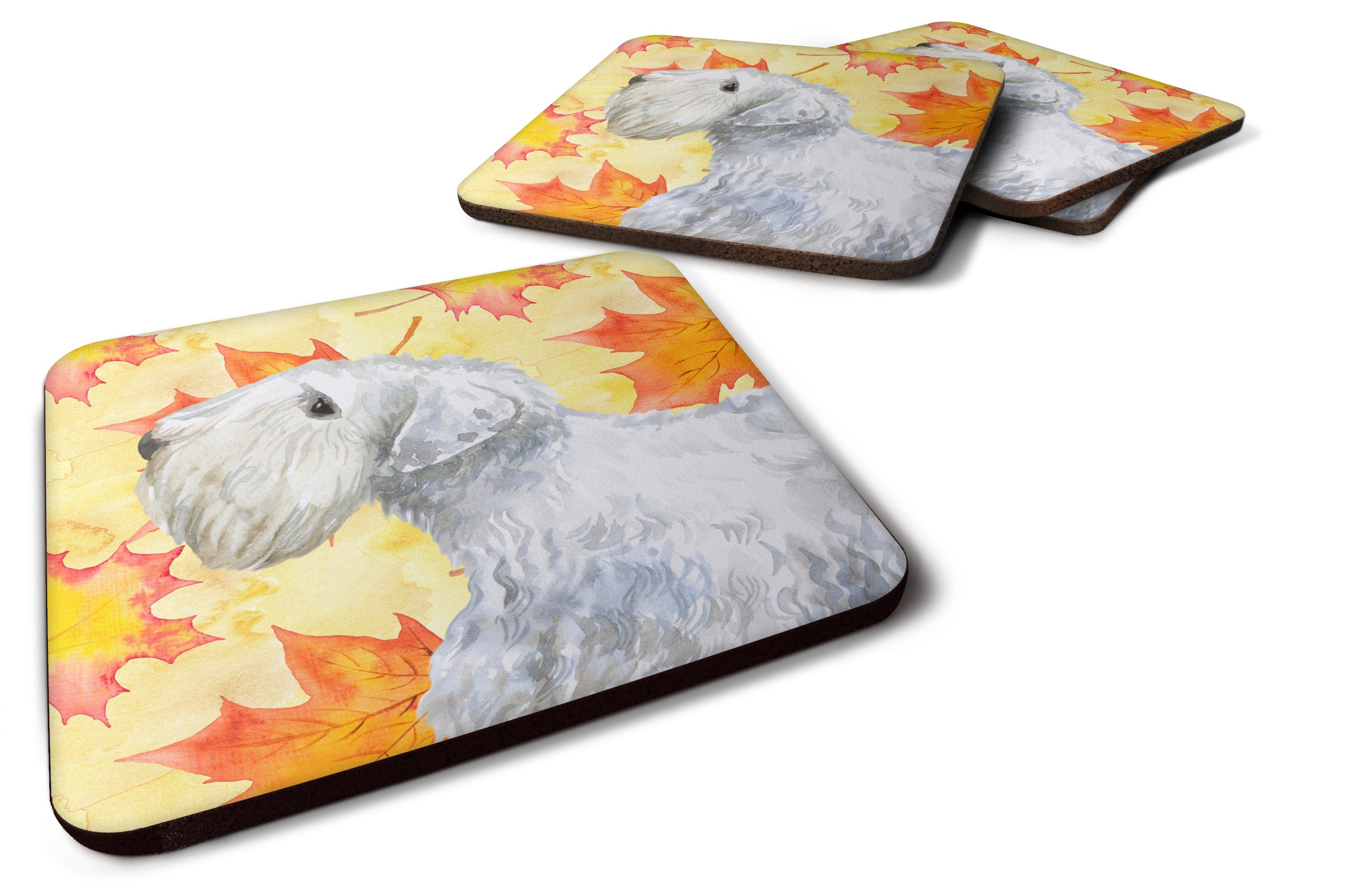 Sealyham Terrier Fall Foam Coasters Set of 4 Cup Coasters for Indoor Outdoor, Tabletop Protection, Anti Slip, Mouse pad Material
