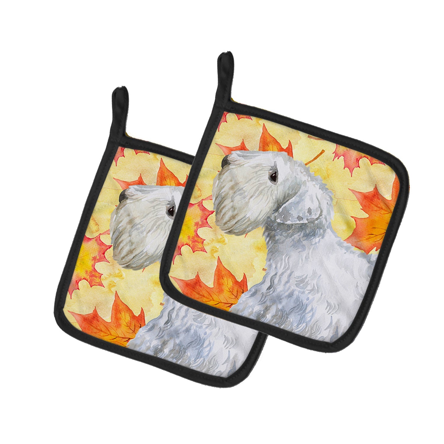 Sealyham Terrier Fall Pot Holder Set of 2 Heat Resistant Quilted Hot Pads 7.5 x 7.5 Inch, Insulated Kitchen Trivets for Cooking & Baking