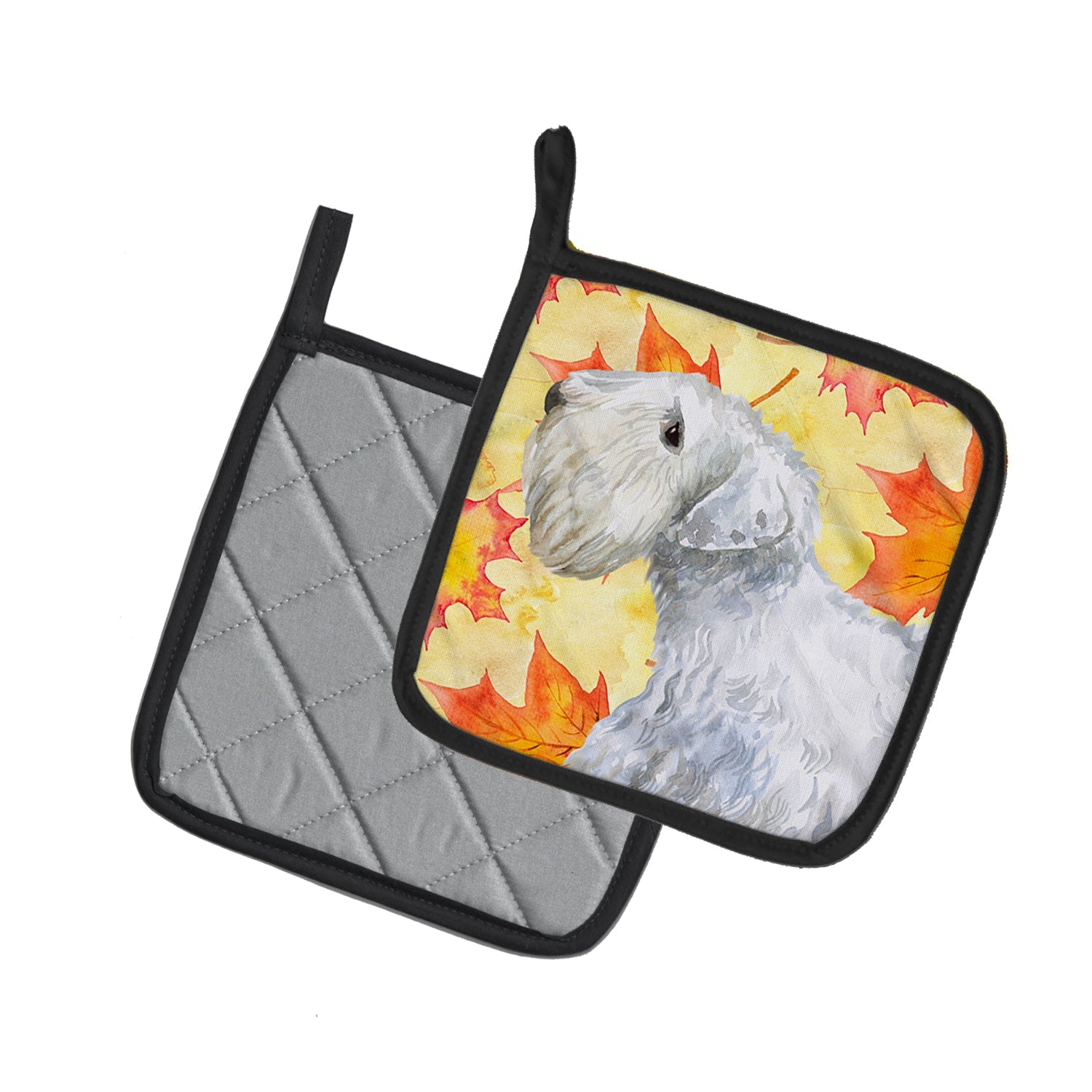 Sealyham Terrier Fall Pot Holder Set of 2 Heat Resistant Quilted Hot Pads 7.5 x 7.5 Inch, Insulated Kitchen Trivets for Cooking & Baking