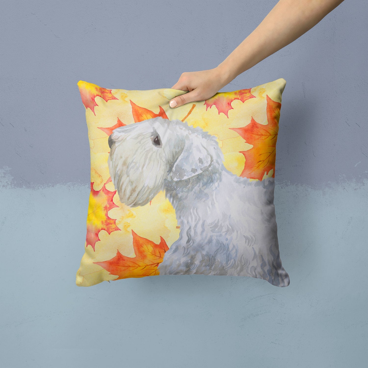 Sealyham Terrier Fall Decorative Throw Pillow 14x14 Indoor Outdoor Accent Cushion, Fabric Cover with Insert for Sofa, Bed, Porch & Living Room