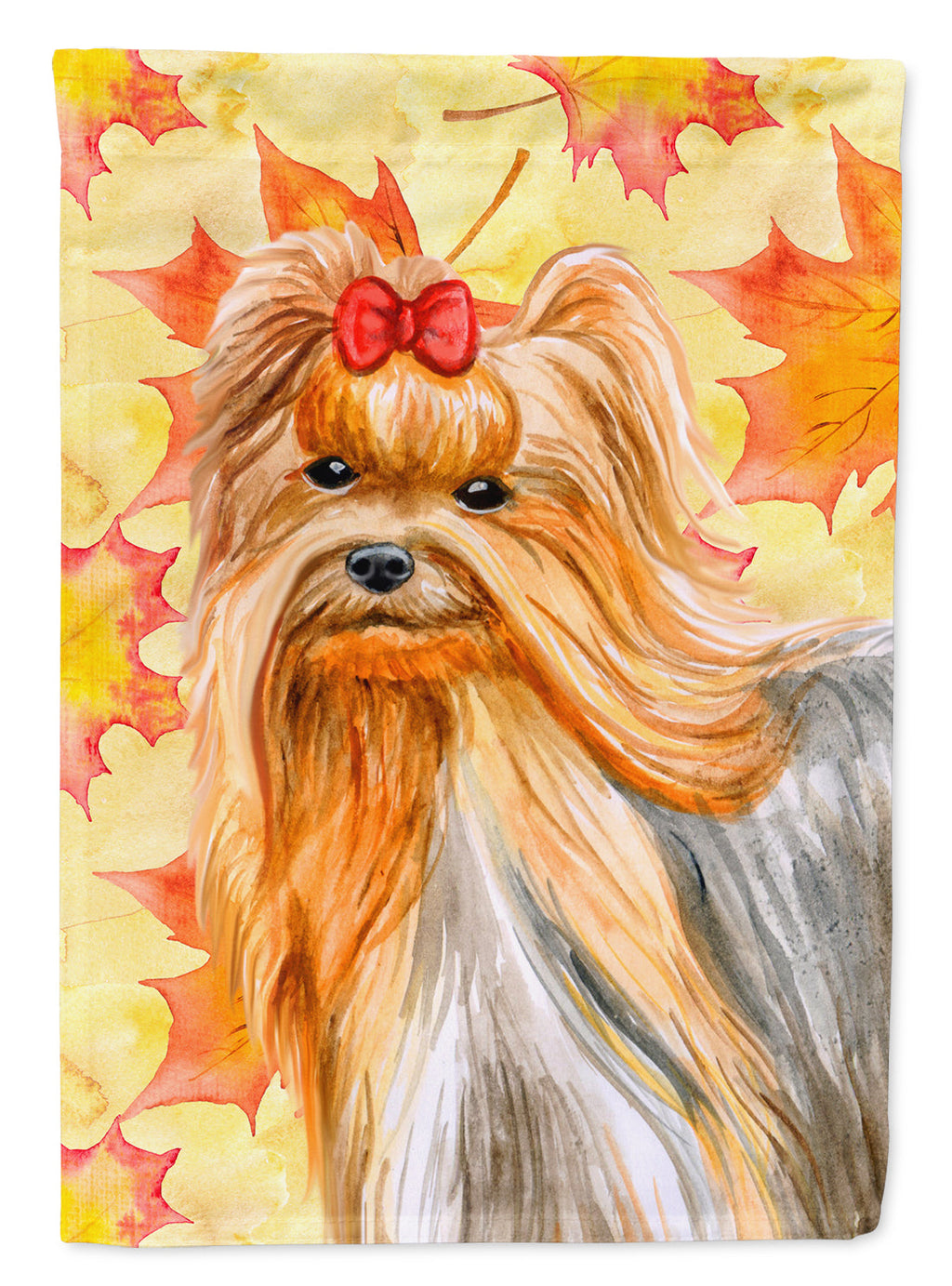 Yorkshire Terrier Fall House Flag 28x40 Porch Sleeve Pole Decorative Outside Yard Banner Artwork Wall Hanging, Polyester