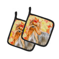 Yorkshire Terrier Fall Pot Holder Set of 2 Heat Resistant Quilted Hot Pads 7.5 x 7.5 Inch, Insulated Kitchen Trivets for Cooking & Baking