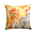 Yorkshire Terrier Fall Decorative Throw Pillow 14x14 Indoor Outdoor Accent Cushion, Fabric Cover with Insert for Sofa, Bed, Porch & Living Room