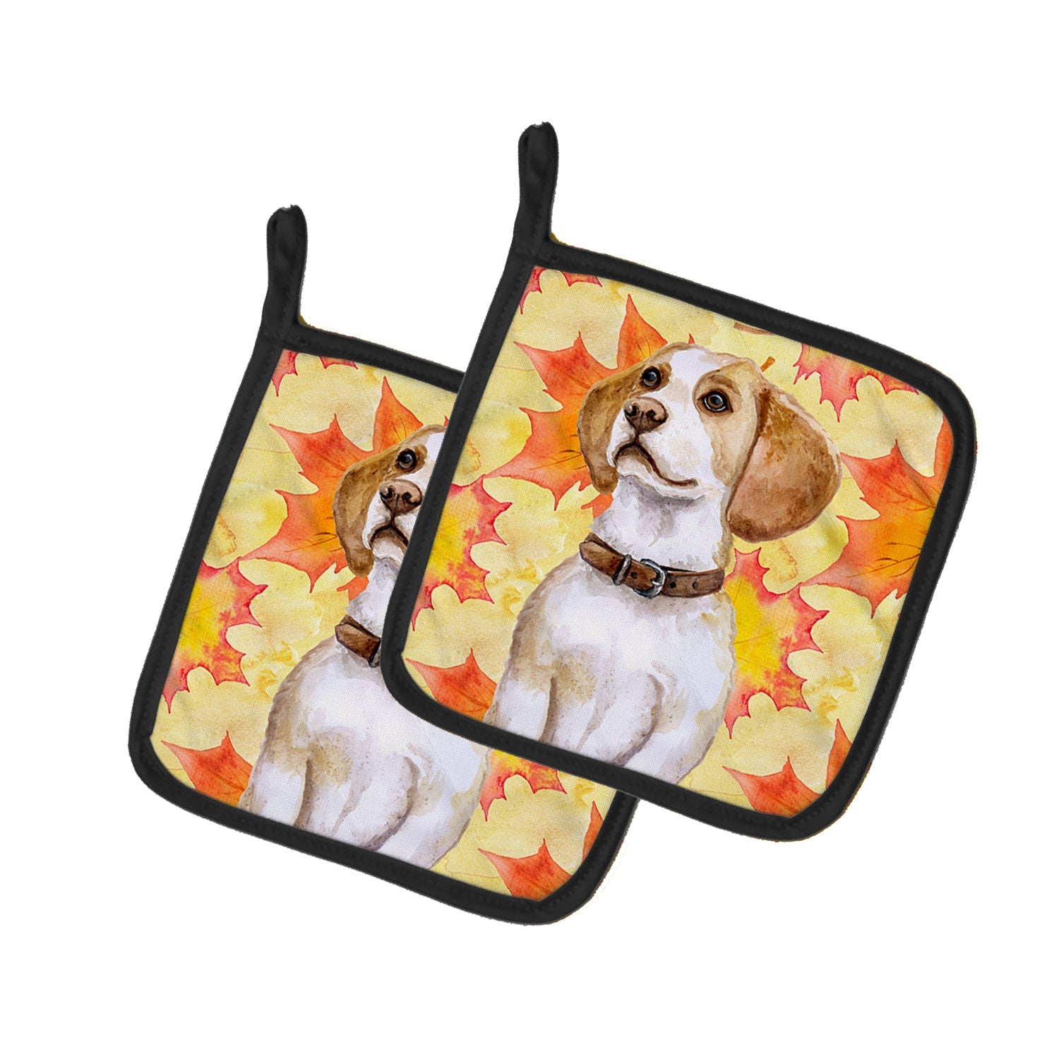 Beagle Fall Pot Holder Set of 2 Heat Resistant Quilted Hot Pads 7.5 x 7.5 Inch, Insulated Kitchen Trivets for Cooking & Baking