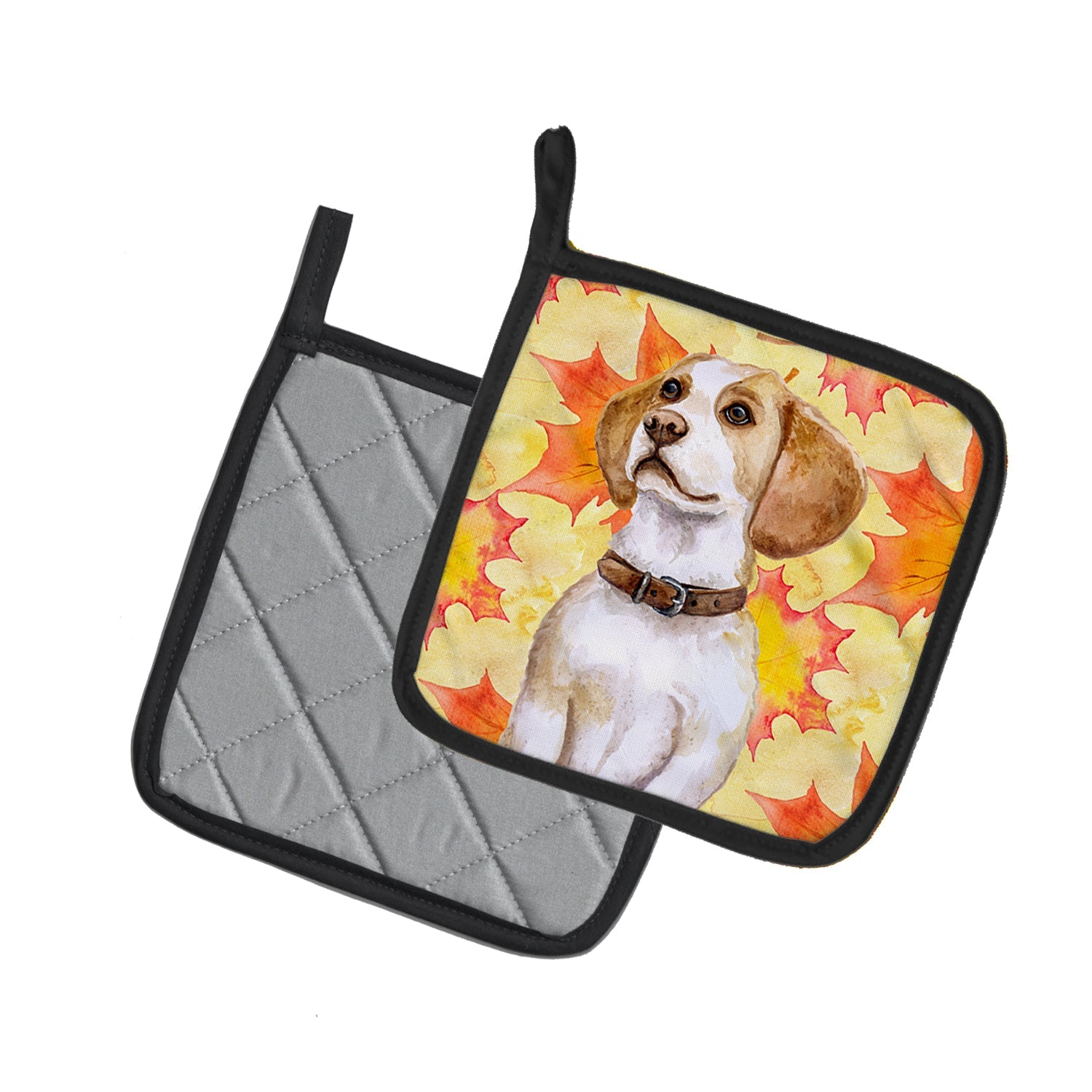 Beagle Fall Pot Holder Set of 2 Heat Resistant Quilted Hot Pads 7.5 x 7.5 Inch, Insulated Kitchen Trivets for Cooking & Baking