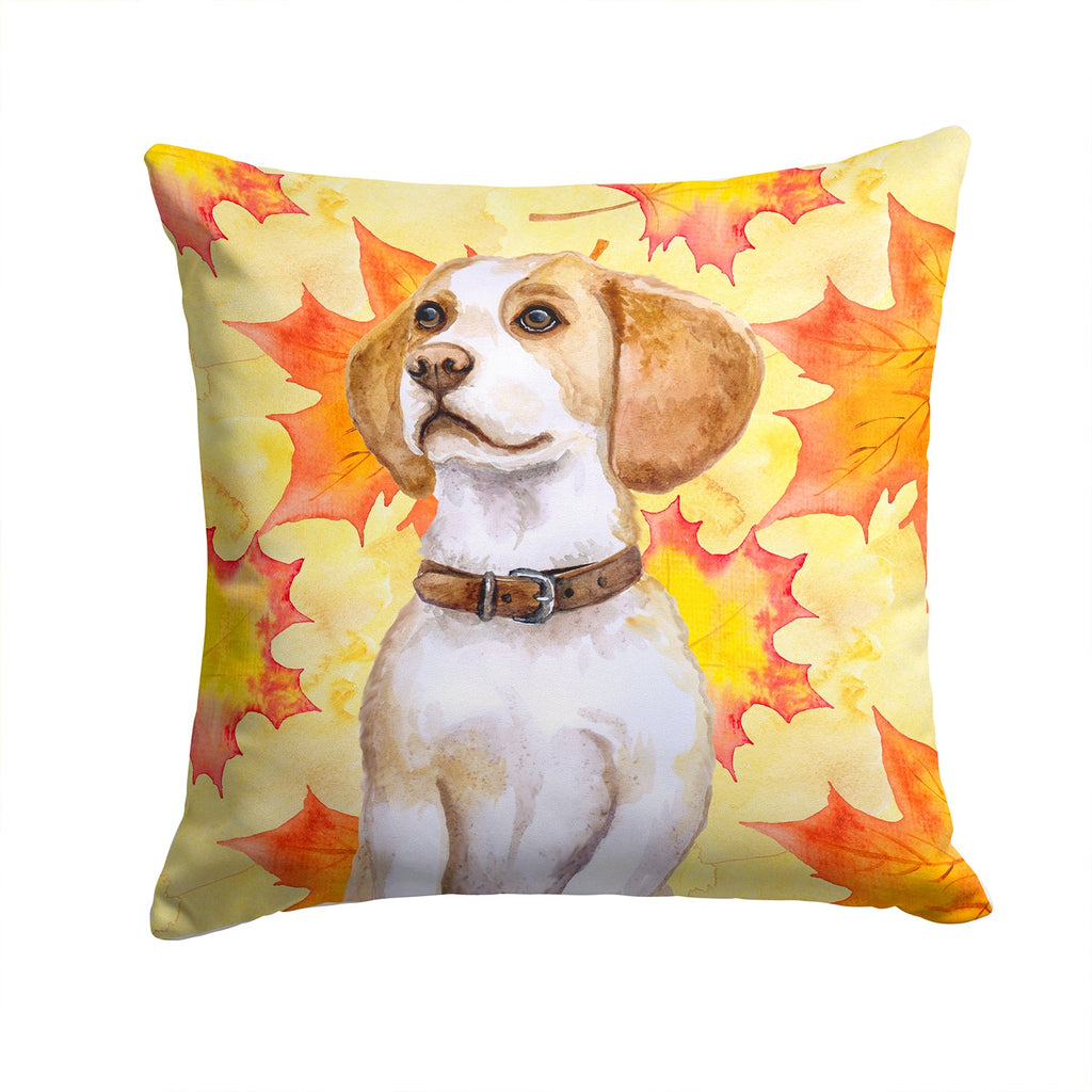 Beagle Fall Decorative Throw Pillow 14x14 Indoor Outdoor Accent Cushion, Fabric Cover with Insert for Sofa, Bed, Porch & Living Room