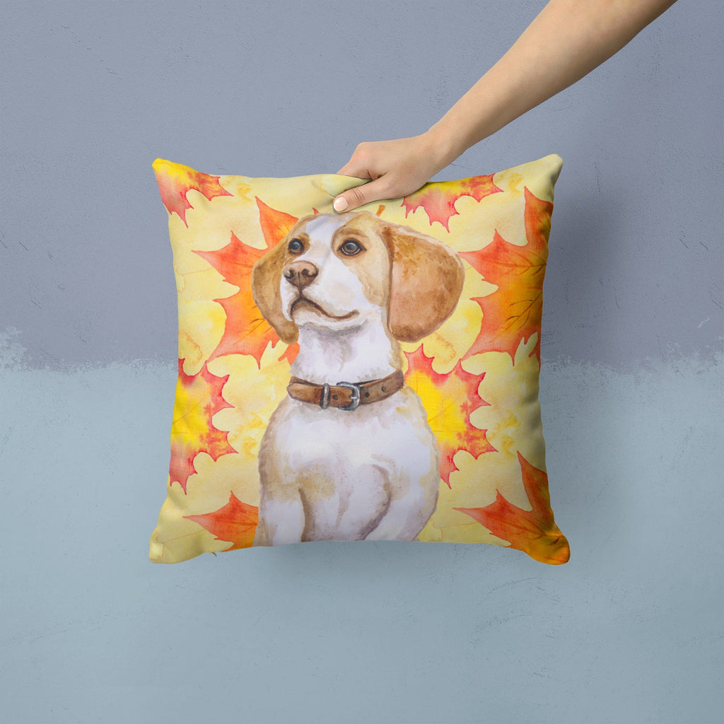 Beagle Fall Decorative Throw Pillow 14x14 Indoor Outdoor Accent Cushion, Fabric Cover with Insert for Sofa, Bed, Porch & Living Room