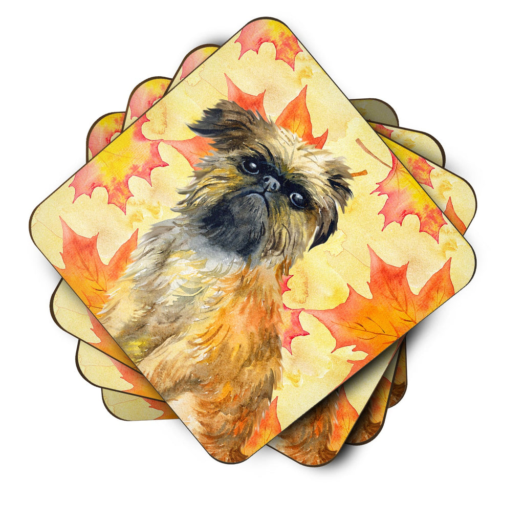 Brussels Griffon Fall Foam Coasters Set of 4 Cup Coasters for Indoor Outdoor, Tabletop Protection, Anti Slip, Mouse pad Material