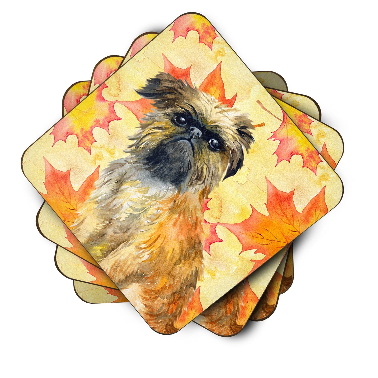 Brussels Griffon Fall Foam Coasters Set of 4 Cup Coasters for Indoor Outdoor, Tabletop Protection, Anti Slip, Mouse pad Material