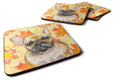 French Bulldog Fall Foam Coasters Set of 4 Cup Coasters for Indoor Outdoor, Tabletop Protection, Anti Slip, Mouse pad Material