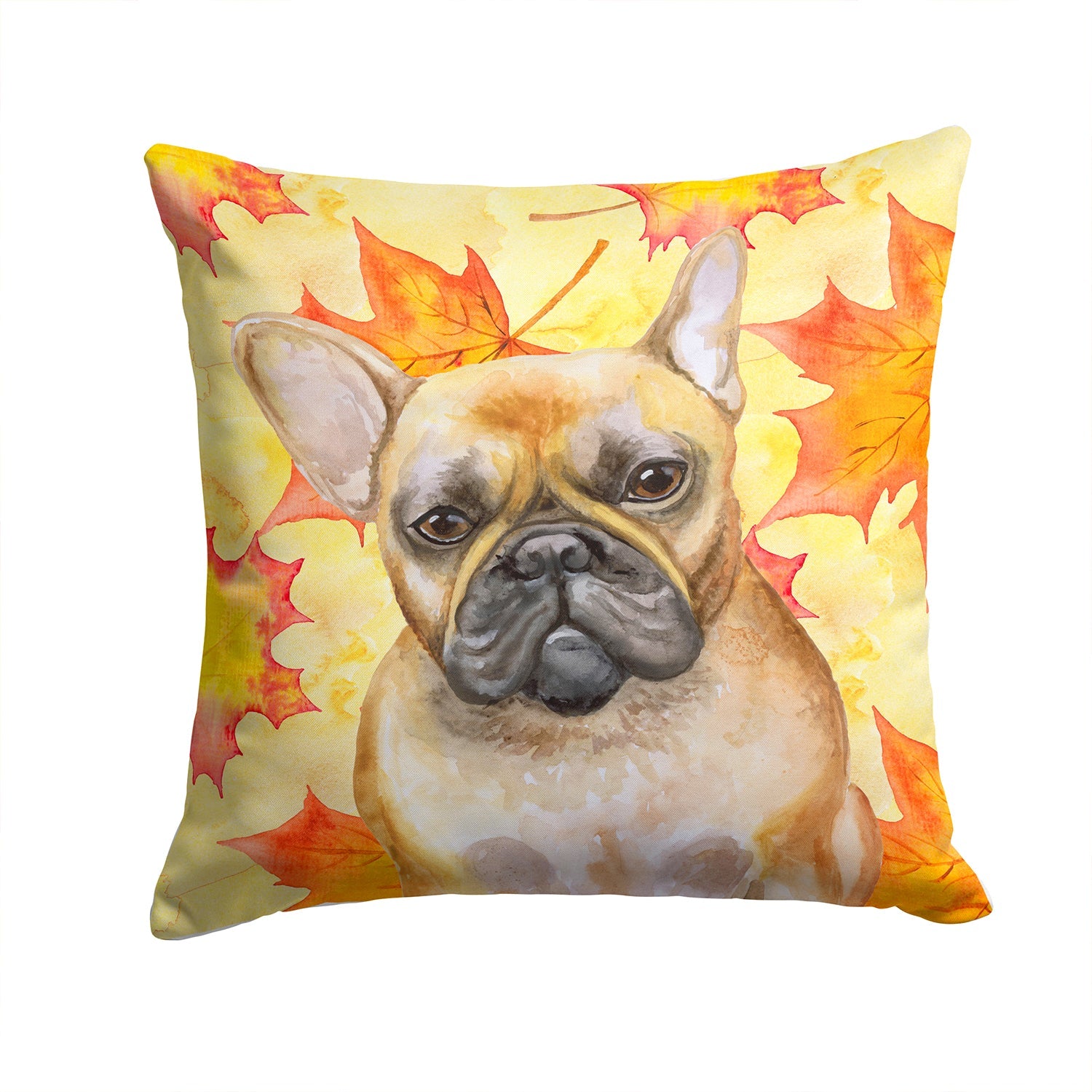 French Bulldog Fall Decorative Throw Pillow 14x14 Indoor Outdoor Accent Cushion, Fabric Cover with Insert for Sofa, Bed, Porch & Living Room