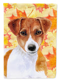 Jack Russell Terrier Fall House Flag 28x40 Porch Sleeve Pole Decorative Outside Yard Banner Artwork Wall Hanging, Polyester