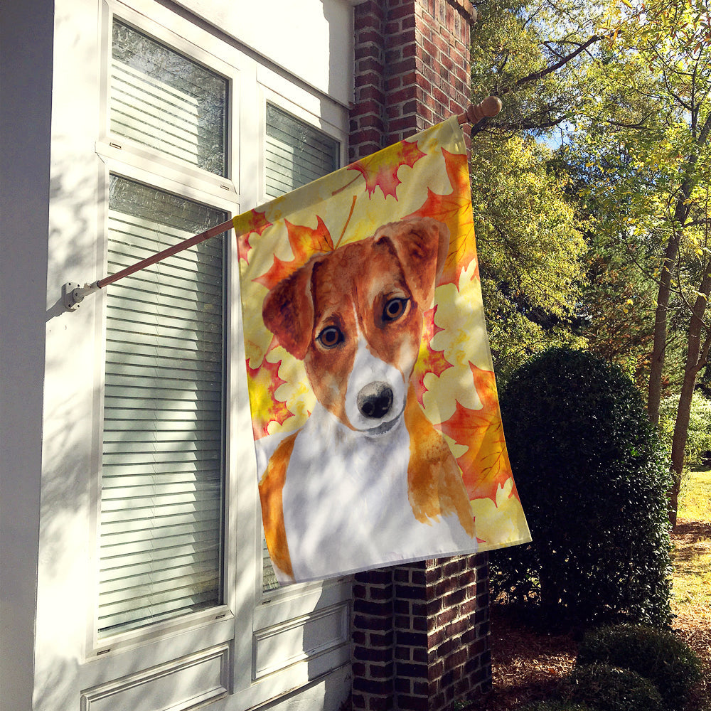 Jack Russell Terrier Fall House Flag 28x40 Porch Sleeve Pole Decorative Outside Yard Banner Artwork Wall Hanging, Polyester