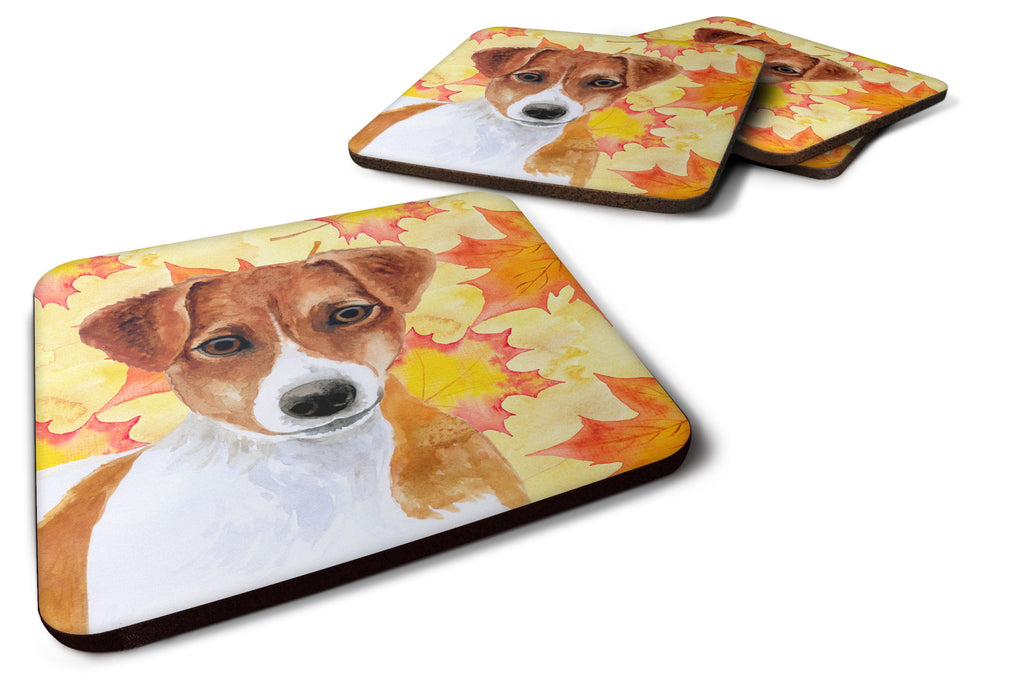 Jack Russell Terrier Fall Foam Coasters Set of 4 Cup Coasters for Indoor Outdoor, Tabletop Protection, Anti Slip, Mouse pad Material