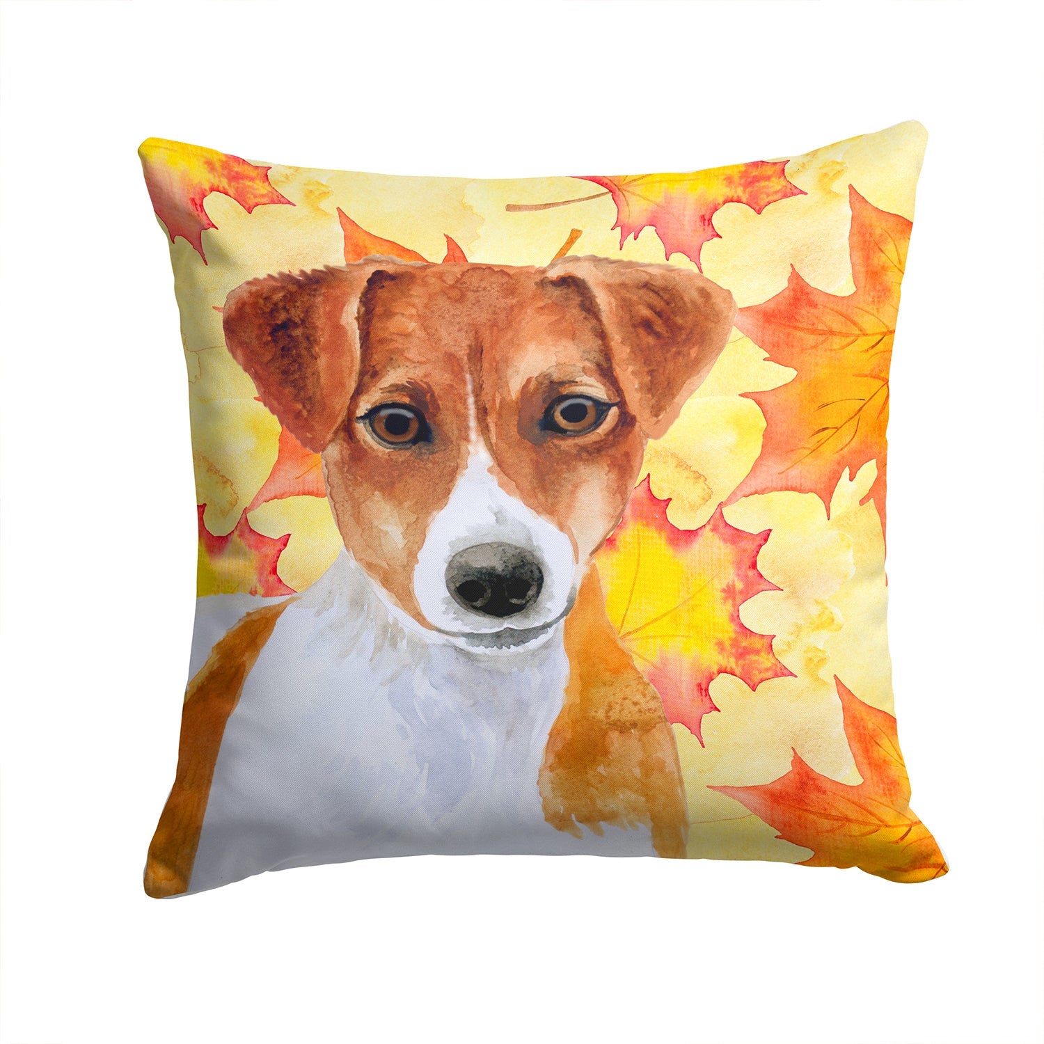 Jack Russell Terrier Fall Decorative Throw Pillow 14x14 Indoor Outdoor Accent Cushion, Fabric Cover with Insert for Sofa, Bed, Porch & Living Room