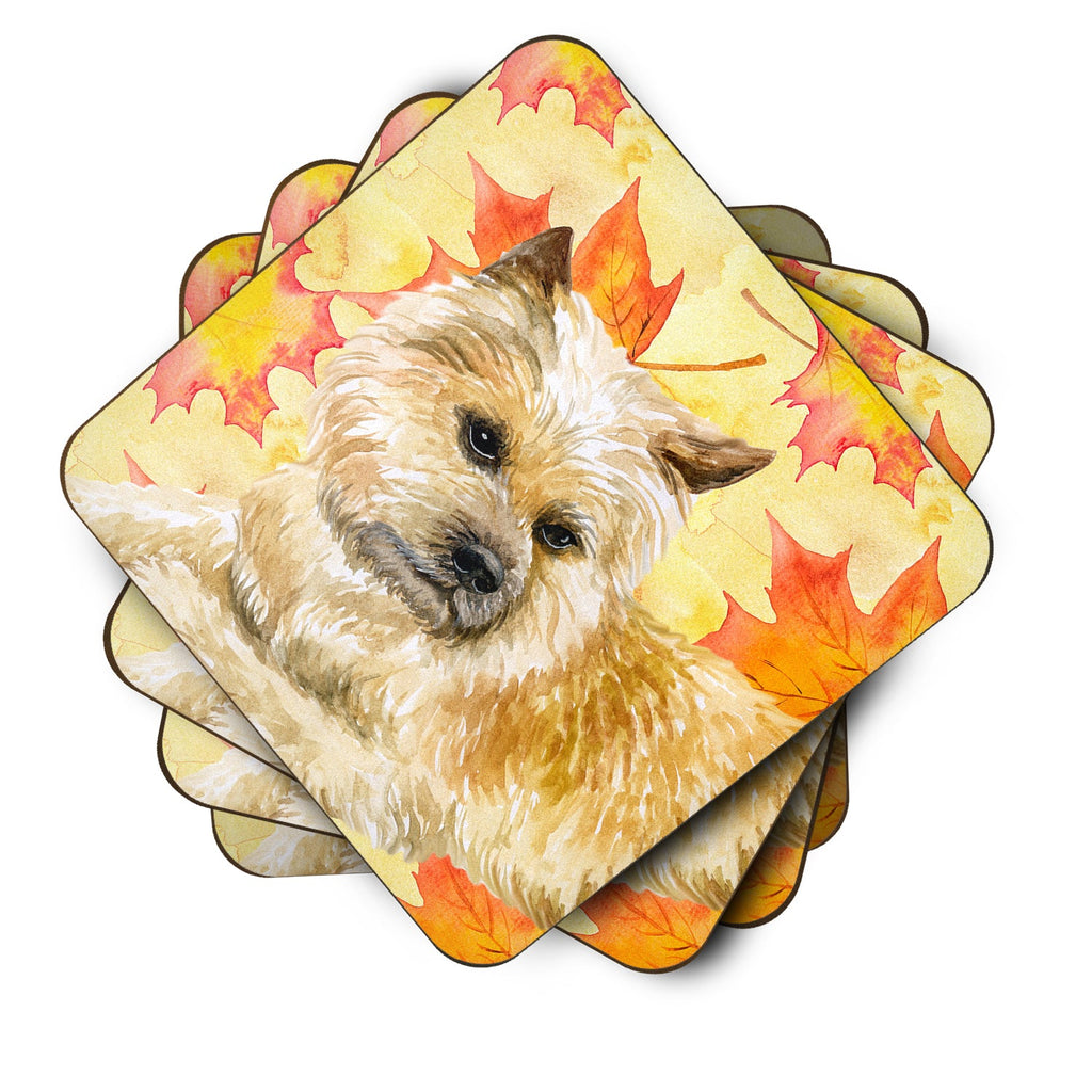 Cairn Terrier Fall Foam Coasters Set of 4 Cup Coasters for Indoor Outdoor, Tabletop Protection, Anti Slip, Mouse pad Material