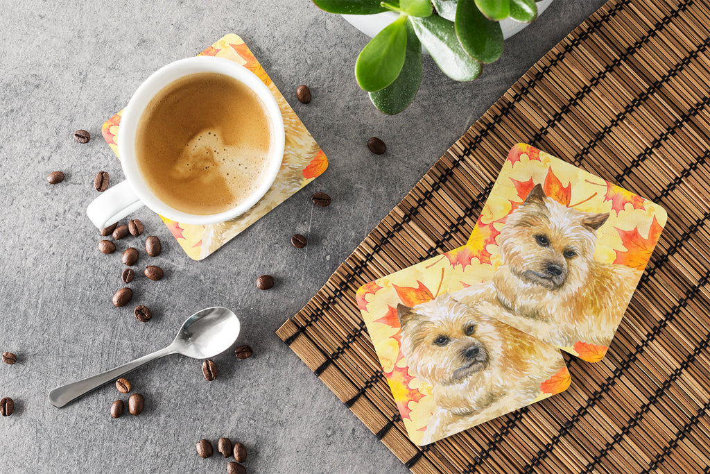 Cairn Terrier Fall Foam Coasters Set of 4 Cup Coasters for Indoor Outdoor, Tabletop Protection, Anti Slip, Mouse pad Material