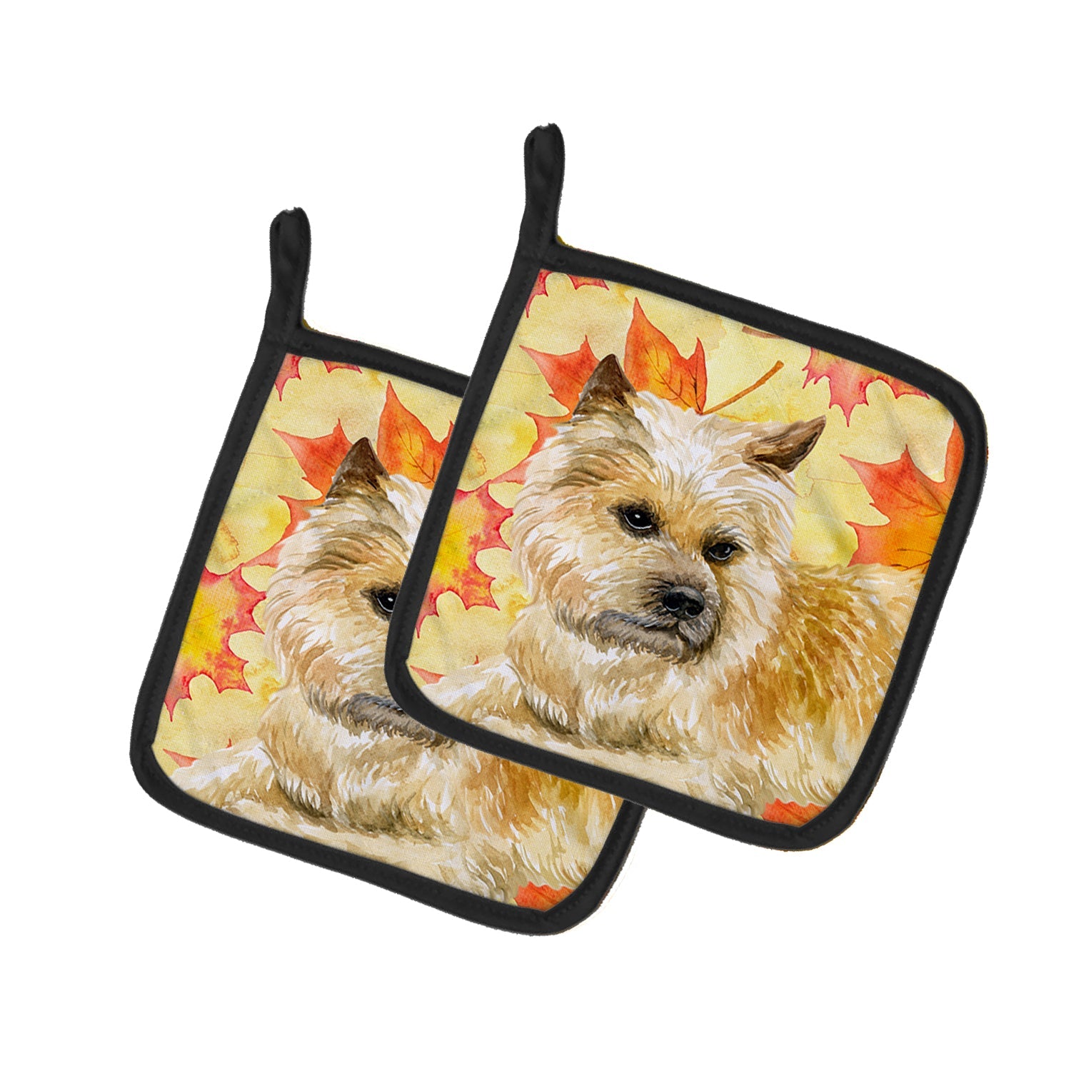 Cairn Terrier Fall Pot Holder Set of 2 Heat Resistant Quilted Hot Pads 7.5 x 7.5 Inch, Insulated Kitchen Trivets for Cooking & Baking