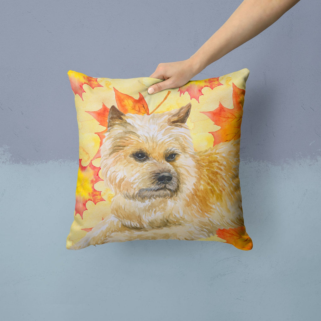 Cairn Terrier Fall Decorative Throw Pillow 14x14 Indoor Outdoor Accent Cushion, Fabric Cover with Insert for Sofa, Bed, Porch & Living Room