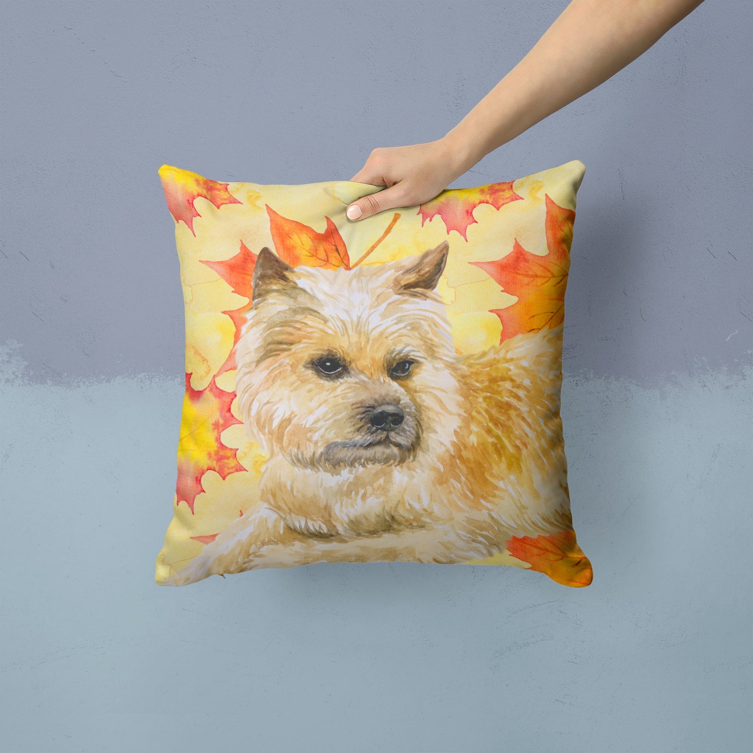 Cairn Terrier Fall Decorative Throw Pillow 14x14 Indoor Outdoor Accent Cushion, Fabric Cover with Insert for Sofa, Bed, Porch & Living Room