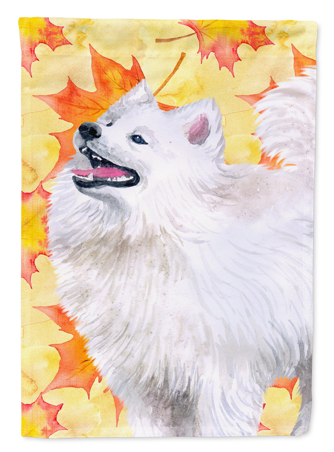 Samoyed Fall House Flag 28x40 Porch Sleeve Pole Decorative Outside Yard Banner Artwork Wall Hanging, Polyester