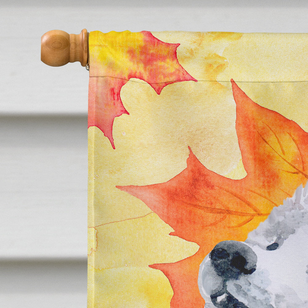 Samoyed Fall House Flag 28x40 Porch Sleeve Pole Decorative Outside Yard Banner Artwork Wall Hanging, Polyester