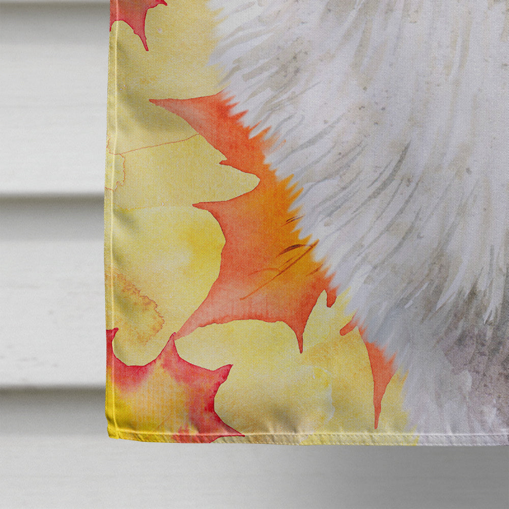 Samoyed Fall House Flag 28x40 Porch Sleeve Pole Decorative Outside Yard Banner Artwork Wall Hanging, Polyester