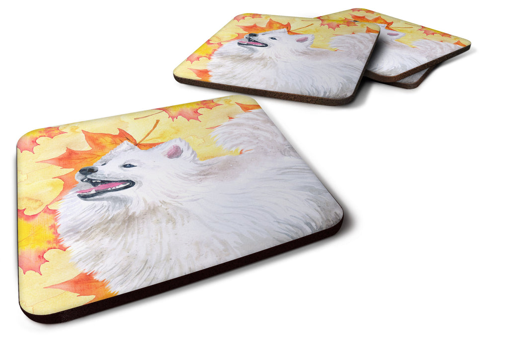 Samoyed Fall Foam Coasters Set of 4 Cup Coasters for Indoor Outdoor, Tabletop Protection, Anti Slip, Mouse pad Material