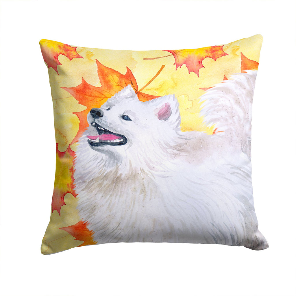 Samoyed Fall Decorative Throw Pillow 14x14 Indoor Outdoor Accent Cushion, Fabric Cover with Insert for Sofa, Bed, Porch & Living Room