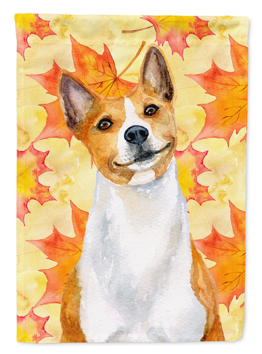 Basenji Fall House Flag 28x40 Porch Sleeve Pole Decorative Outside Yard Banner Artwork Wall Hanging, Polyester
