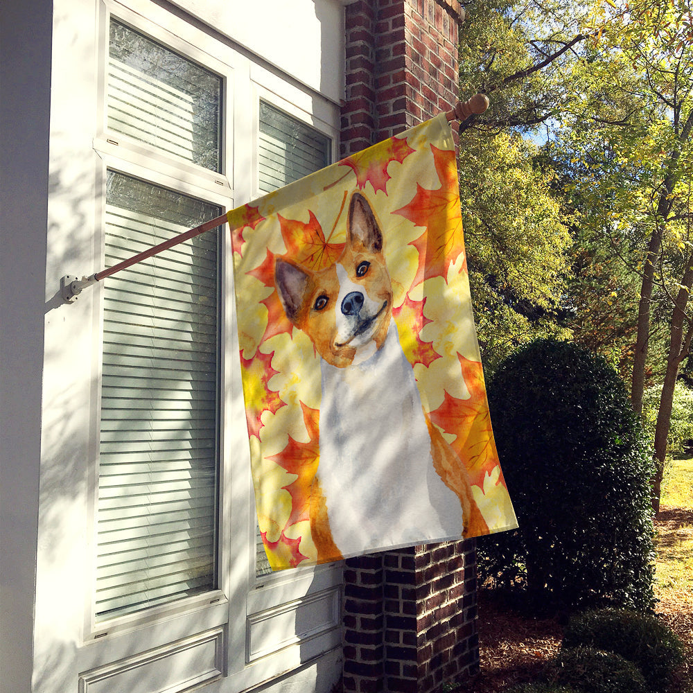 Basenji Fall House Flag 28x40 Porch Sleeve Pole Decorative Outside Yard Banner Artwork Wall Hanging, Polyester