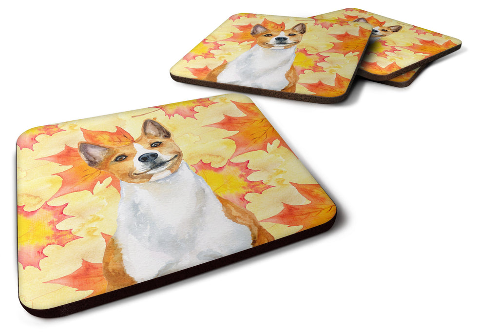Basenji Fall Foam Coasters Set of 4 Cup Coasters for Indoor Outdoor, Tabletop Protection, Anti Slip, Mouse pad Material