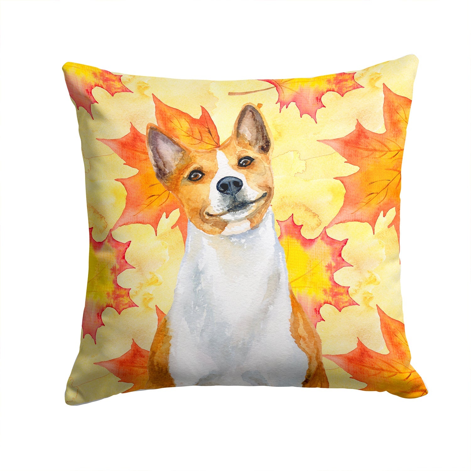 Basenji Fall Decorative Throw Pillow 14x14 Indoor Outdoor Accent Cushion, Fabric Cover with Insert for Sofa, Bed, Porch & Living Room