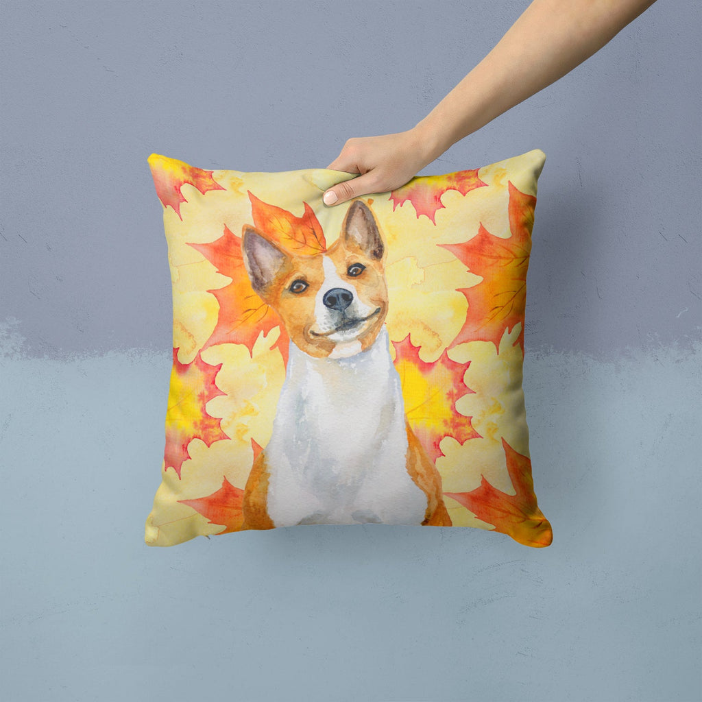 Basenji Fall Decorative Throw Pillow 14x14 Indoor Outdoor Accent Cushion, Fabric Cover with Insert for Sofa, Bed, Porch & Living Room
