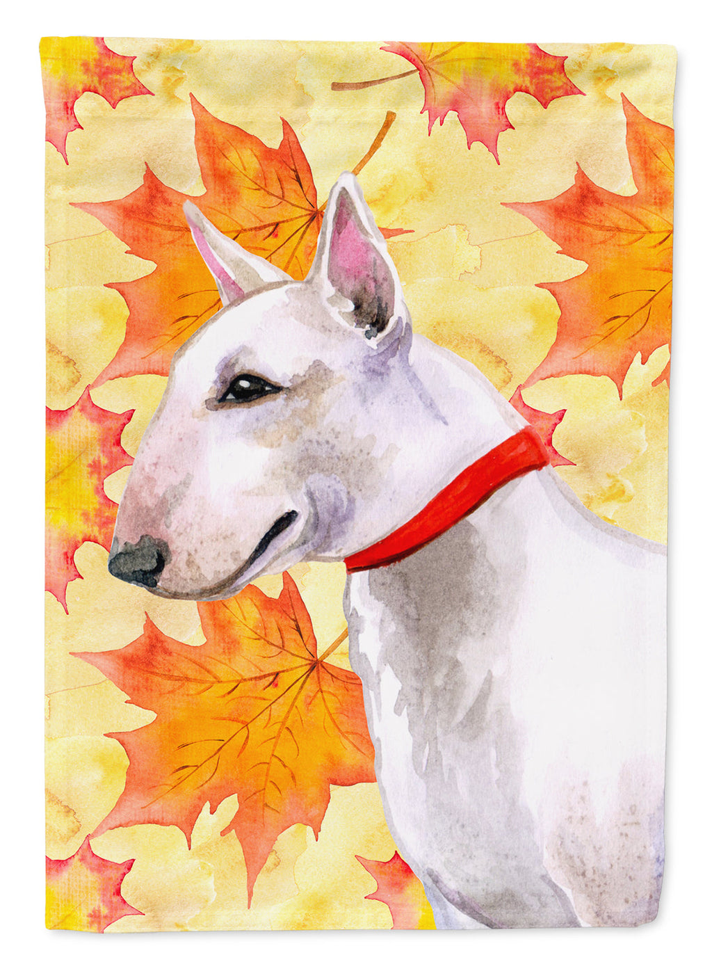 Bull Terrier Fall House Flag 28x40 Porch Sleeve Pole Decorative Outside Yard Banner Artwork Wall Hanging, Polyester