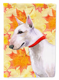 Bull Terrier Fall House Flag 28x40 Porch Sleeve Pole Decorative Outside Yard Banner Artwork Wall Hanging, Polyester
