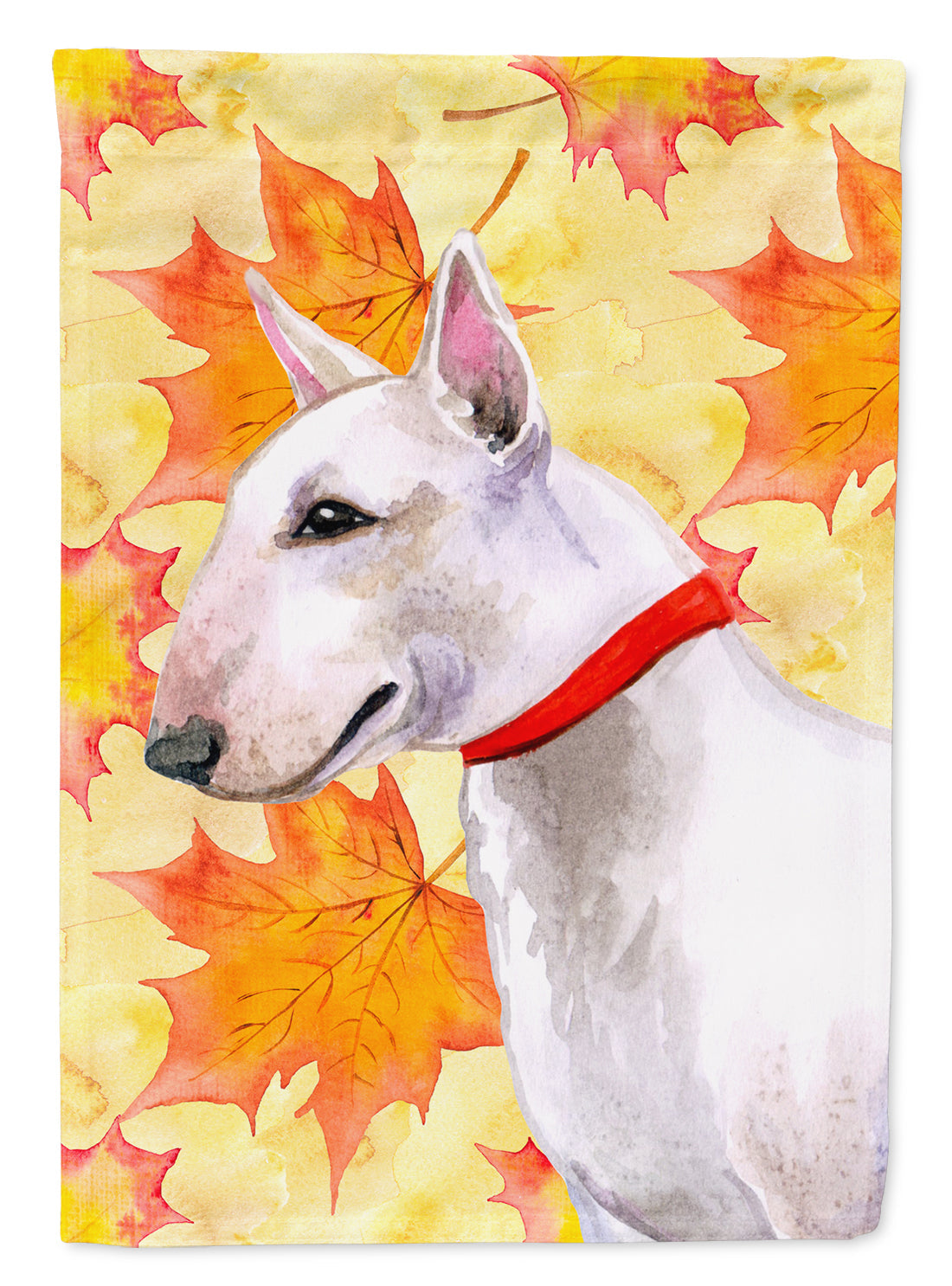 Bull Terrier Fall House Flag 28x40 Porch Sleeve Pole Decorative Outside Yard Banner Artwork Wall Hanging, Polyester