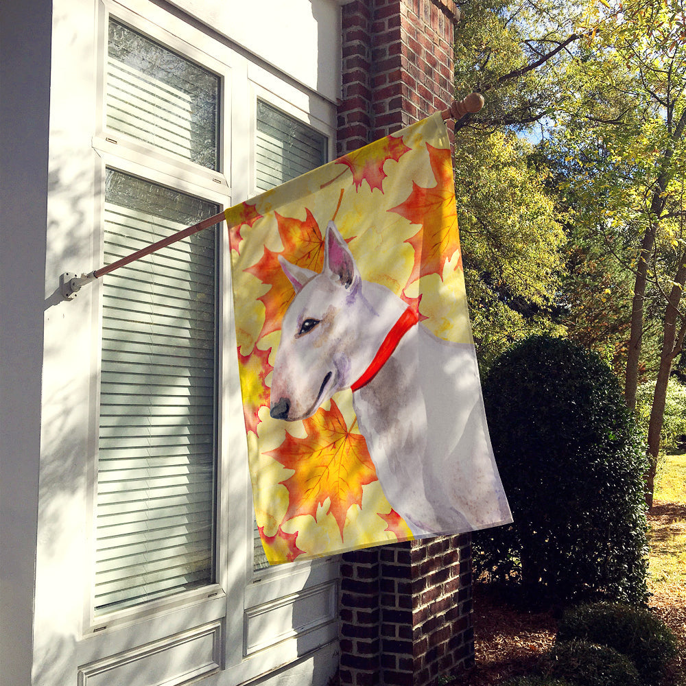 Bull Terrier Fall House Flag 28x40 Porch Sleeve Pole Decorative Outside Yard Banner Artwork Wall Hanging, Polyester