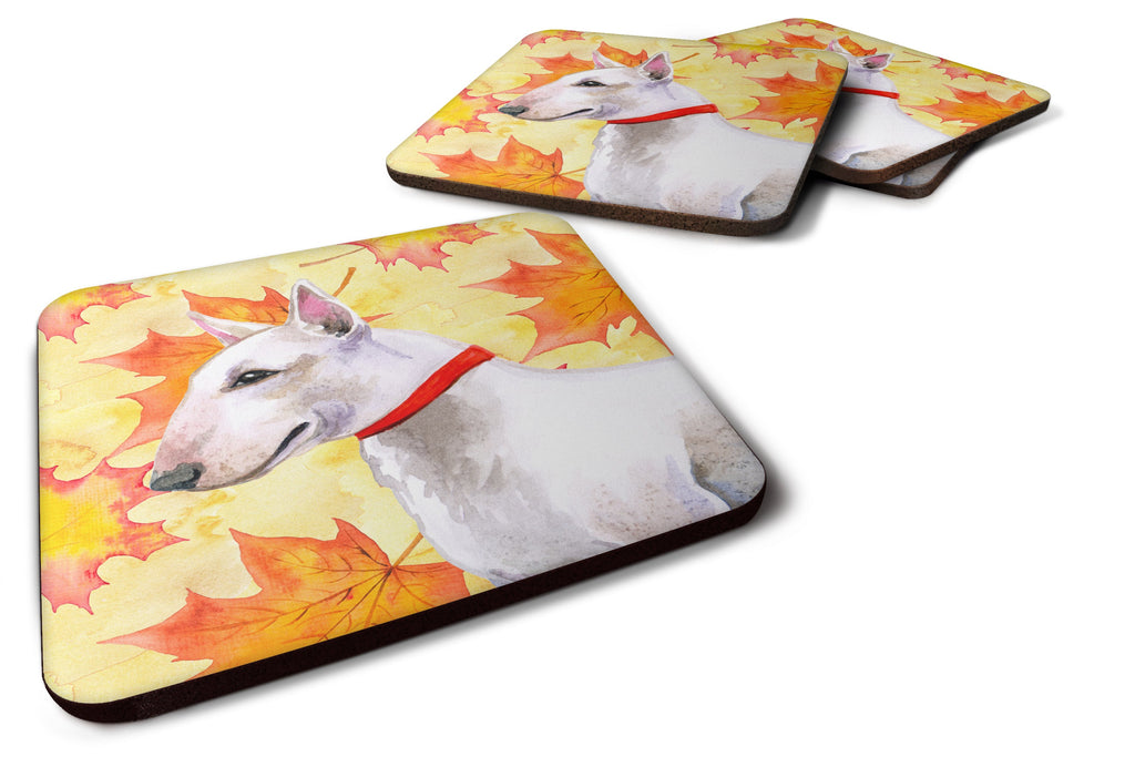 Bull Terrier Fall Foam Coasters Set of 4 Cup Coasters for Indoor Outdoor, Tabletop Protection, Anti Slip, Mouse pad Material