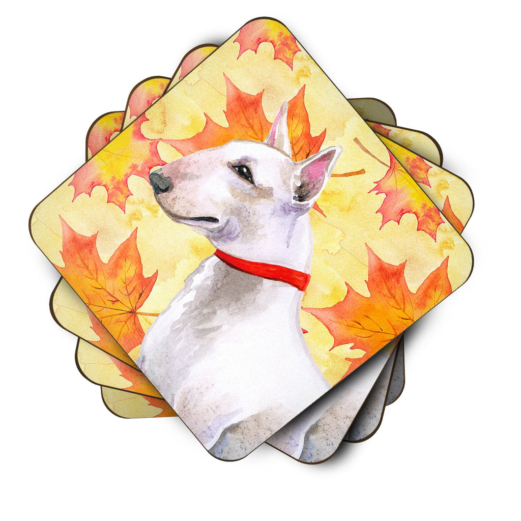 Bull Terrier Fall Foam Coasters Set of 4 Cup Coasters for Indoor Outdoor, Tabletop Protection, Anti Slip, Mouse pad Material