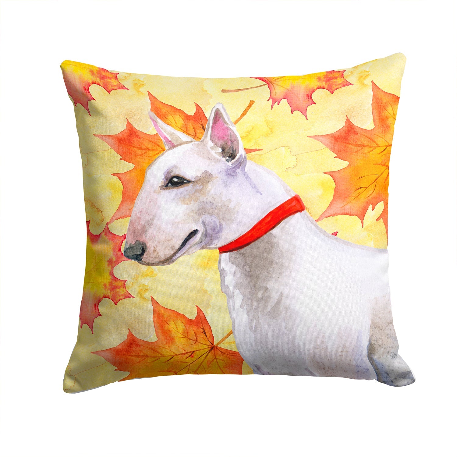 Bull Terrier Fall Decorative Throw Pillow 14x14 Indoor Outdoor Accent Cushion, Fabric Cover with Insert for Sofa, Bed, Porch & Living Room