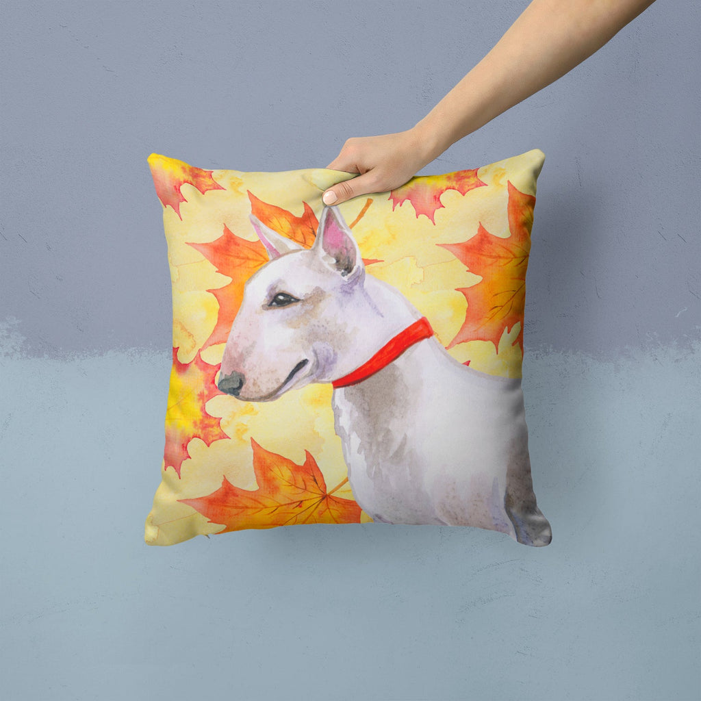 Bull Terrier Fall Decorative Throw Pillow 14x14 Indoor Outdoor Accent Cushion, Fabric Cover with Insert for Sofa, Bed, Porch & Living Room