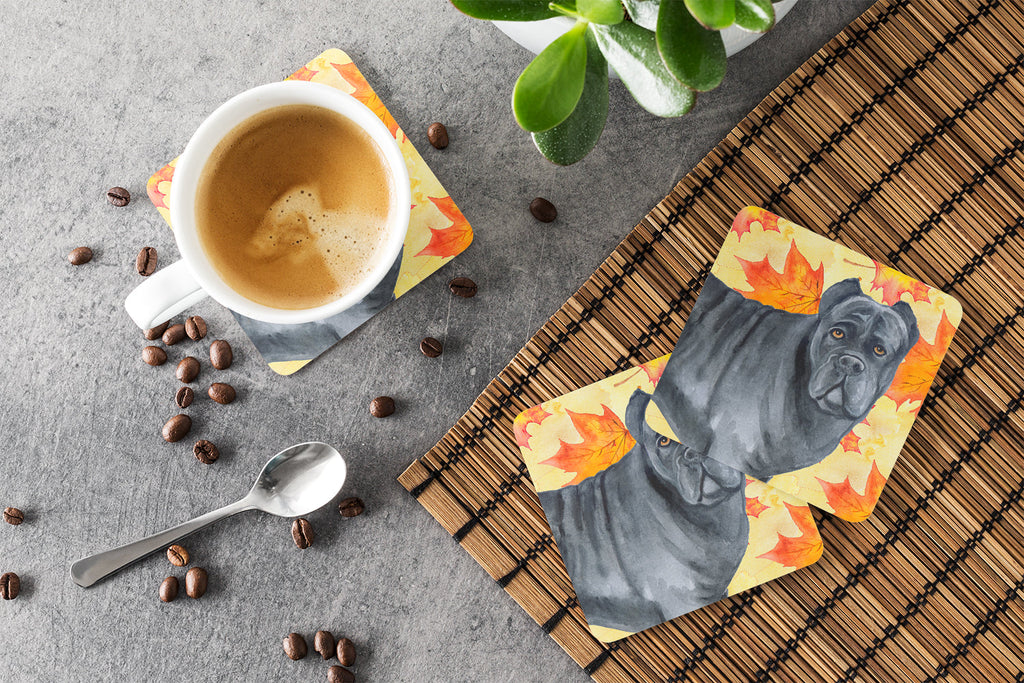 Cane Corso Fall Foam Coasters Set of 4 Cup Coasters for Indoor Outdoor, Tabletop Protection, Anti Slip, Mouse pad Material
