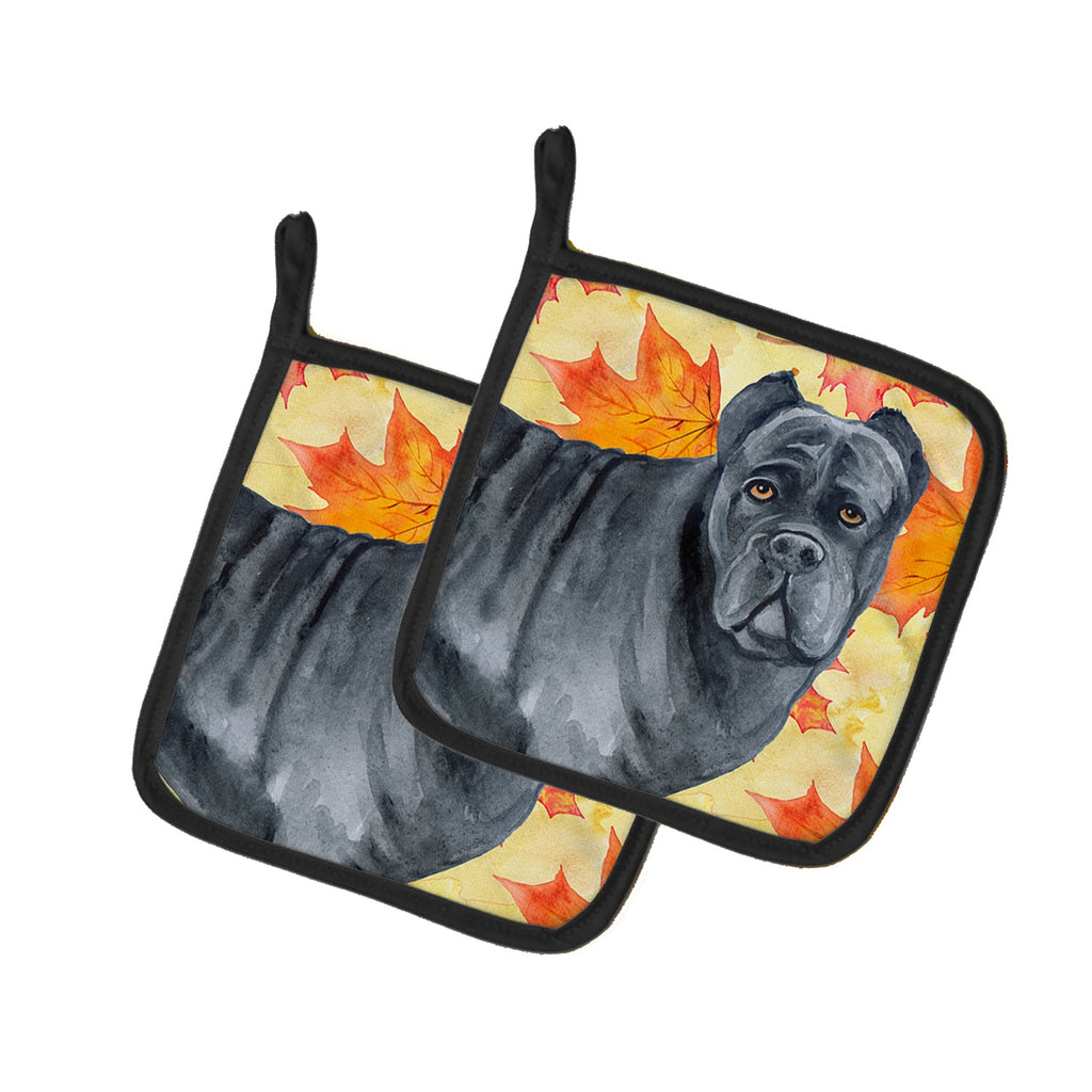 Cane Corso Fall Pot Holder Set of 2 Heat Resistant Quilted Hot Pads 7.5 x 7.5 Inch, Insulated Kitchen Trivets for Cooking & Baking