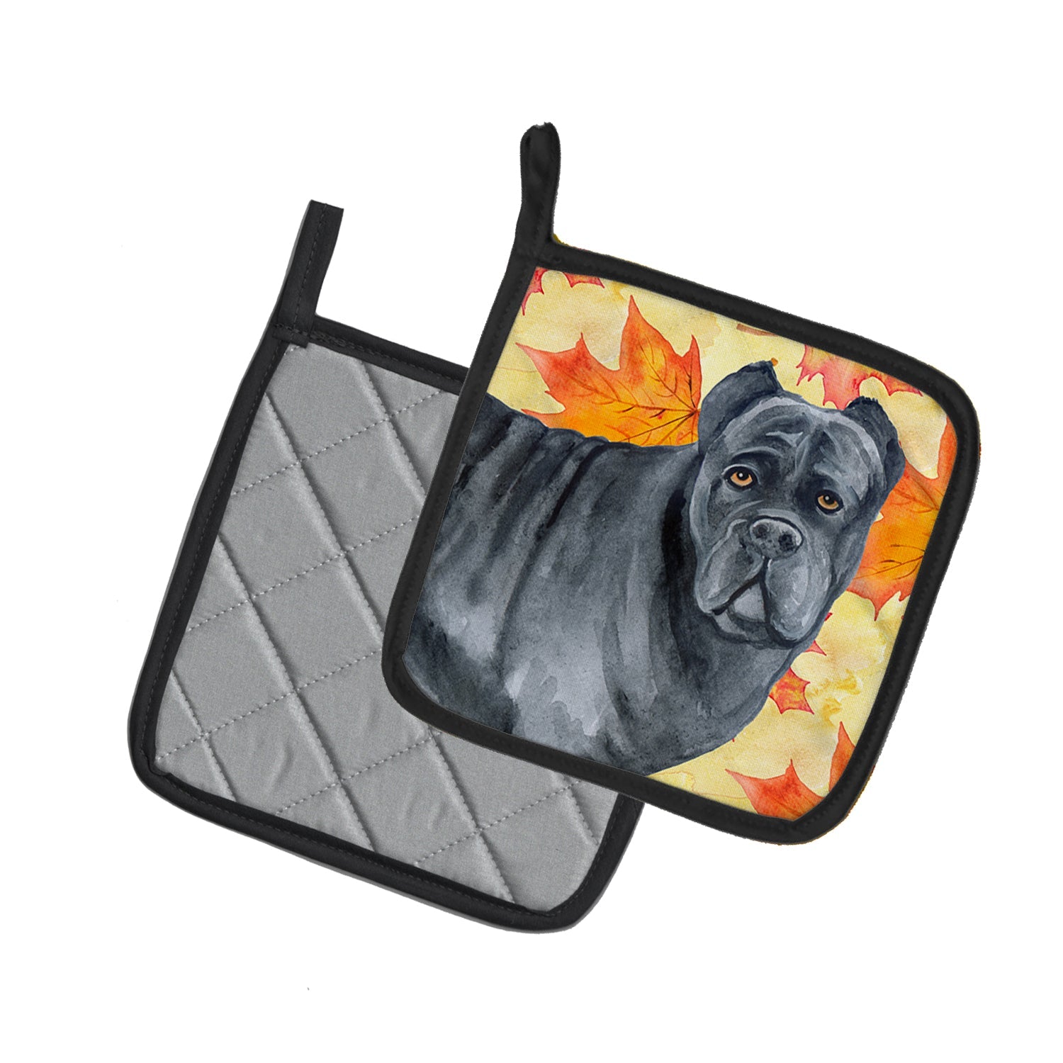 Cane Corso Fall Pot Holder Set of 2 Heat Resistant Quilted Hot Pads 7.5 x 7.5 Inch, Insulated Kitchen Trivets for Cooking & Baking