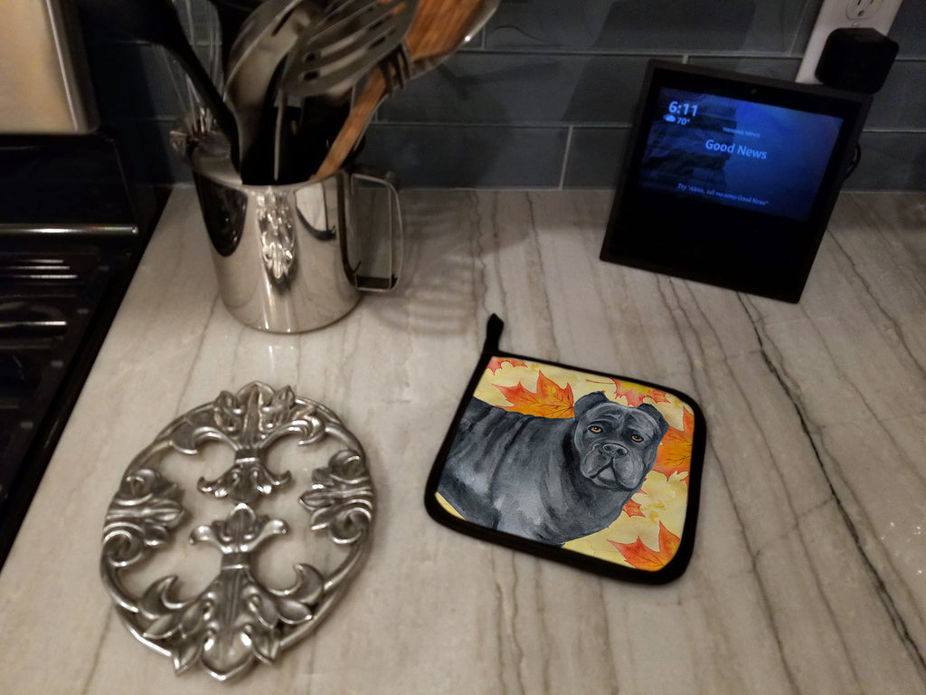 Cane Corso Fall Pot Holder Set of 2 Heat Resistant Quilted Hot Pads 7.5 x 7.5 Inch, Insulated Kitchen Trivets for Cooking & Baking